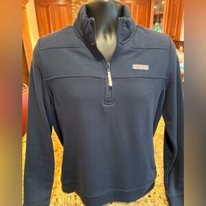 Vineyard Vines women’s quarter zip pullover. sharp‎ Navy with logo. retail: $128